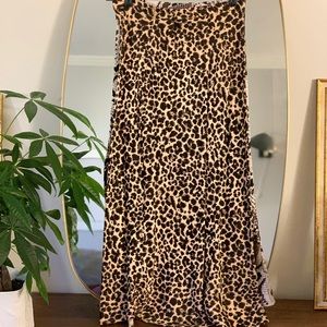 Leopard Midi Slip Skirt